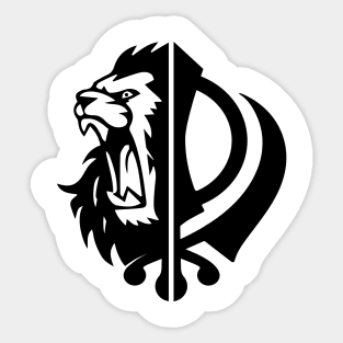 Sikh symbol khanda with Half Lion Face Sticker